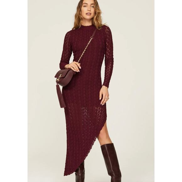 Something Navy Dress Womens XX Large Red Purple Asymmetrical Crochet Knit - Picture 1 of 11